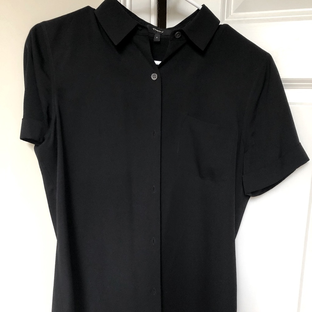 Theory Short Sleeve Silk Button Down - P/0